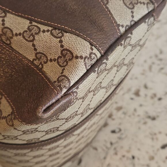 Gucci Sherry Line Brown Monogram Canvas Boston Bag With A Vintage, Rare Charm - Picture 5 of 13
